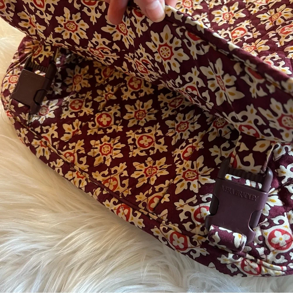 Vera Bradley Burgundy and Cream Patterned Crossbody Laptop Bag